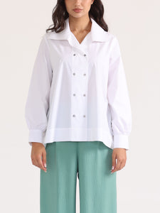 White Shirt with Contrasting Buttons