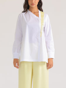 Side-Buttoned Shirt with Yellow Frill