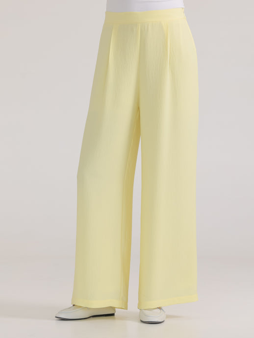 Vanilla Yellow Classic Trousers with Pleats