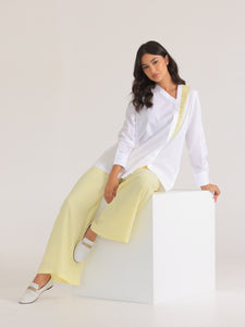 Side-Buttoned Shirt with Yellow Frill