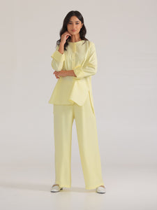 Vanilla Yellow Classic Trousers with Pleats