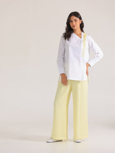 Vanilla Yellow Classic Trousers with Pleats