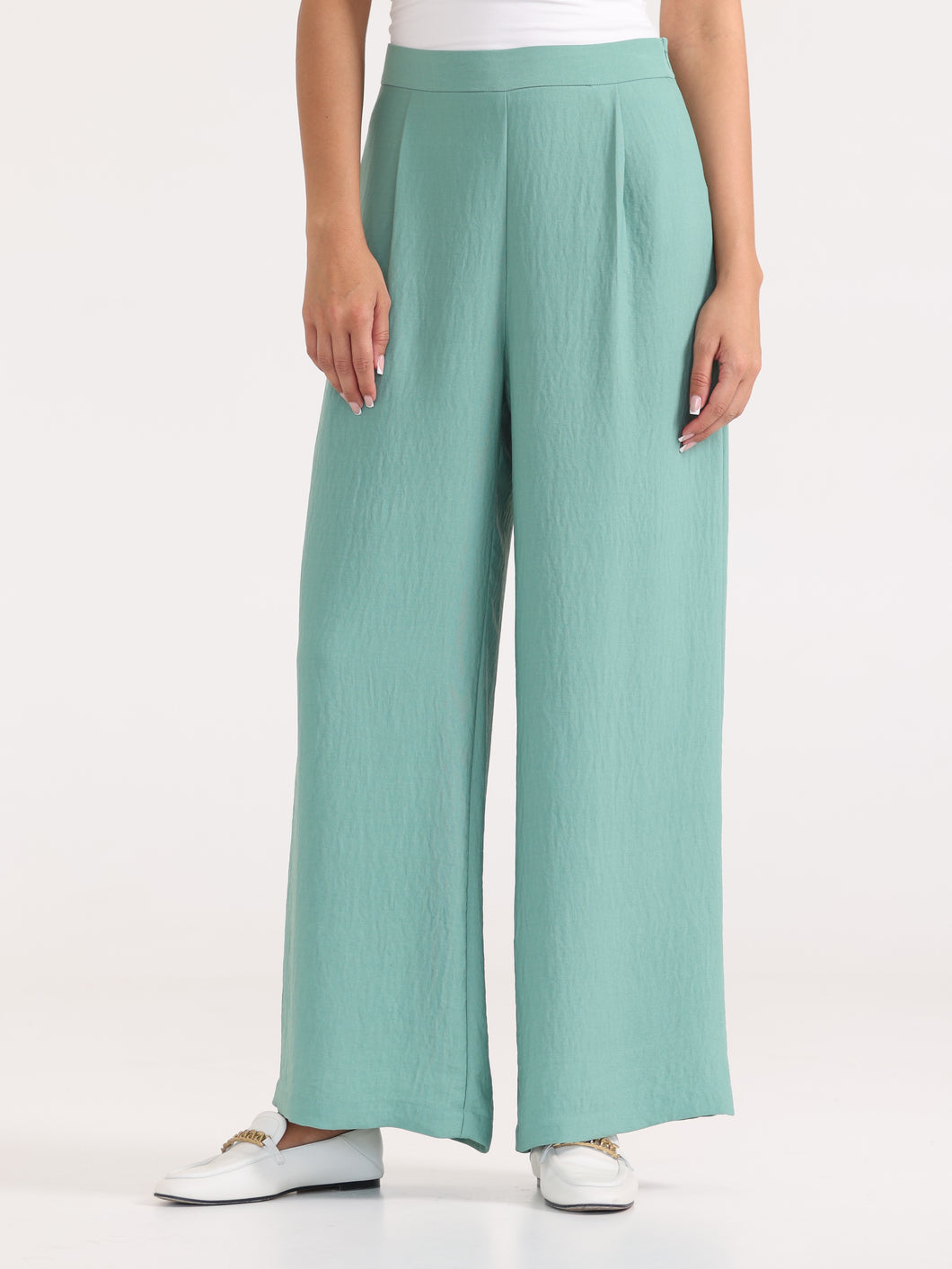 Sea Green Classic Trousers with Pleats