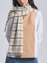 Striped Scarf in Tuscan Yellow and Grey Black