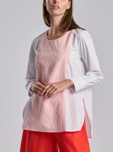 Cotton Shirt with Pink Panel