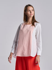 Cotton Shirt with Pink Panel