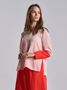 Blush Pink Top with a Red Cuff