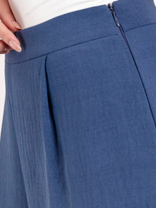 Navy Textured Classic Trousers with Pleats