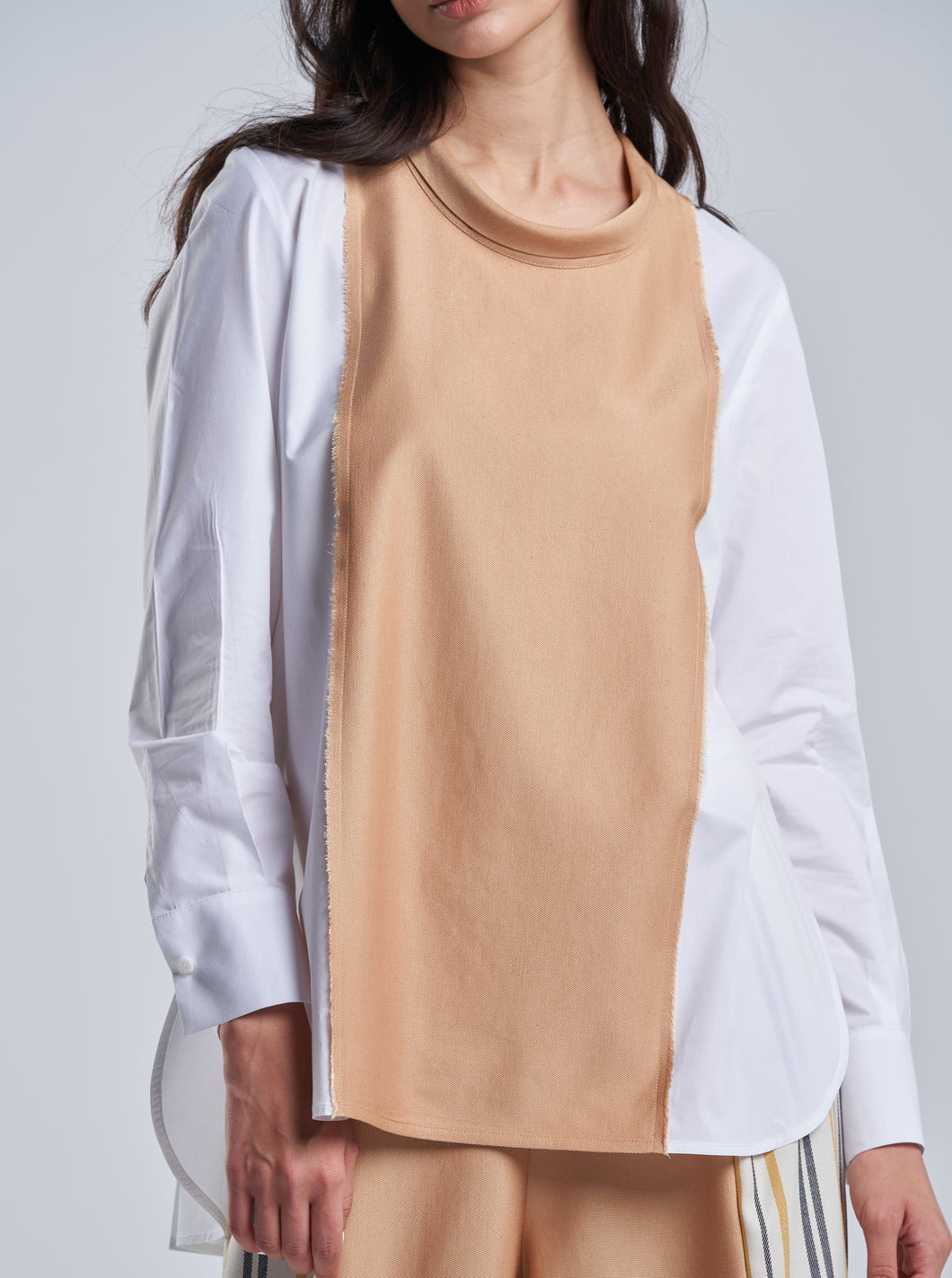 White Cotton Top with A Maple Front Panel