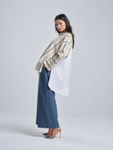 Oversized Striped Top with Crisp Pleated Back