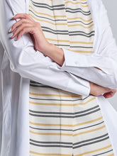 White Cotton Shirt with Stripes & Hidden Buttons