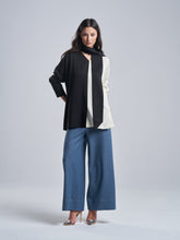 Two Toned Top in Classic Black and Off-white