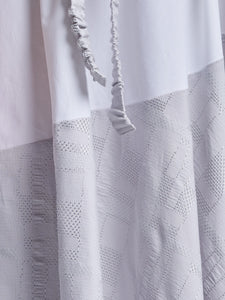 Soft Grey Embroidered Bias Dress with White Contrast