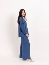 Long Sleeved Oversized Navy Blouse