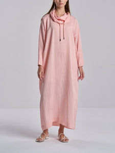 Blush Pink Textured Drawstring Dress