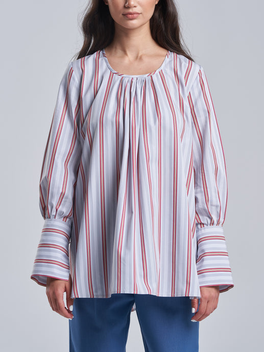 Red and Grey Striped Shirt