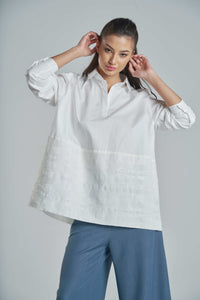 Oversized Classic Shirt with an Embroidered Hem