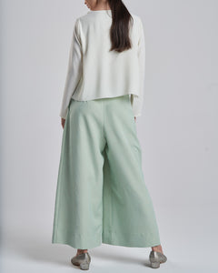 Pastel Green Trousers with Gold Zipper