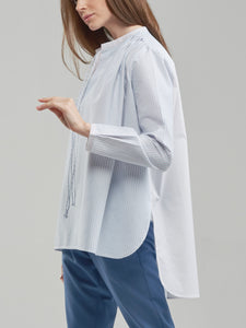 Oversized Sky Blue Shirt with Pink Contrast