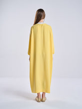 Oversized Yellow Ribbed Gathered Dress