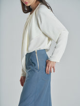 Vintage Blue Denim Trousers with Coral Stitches