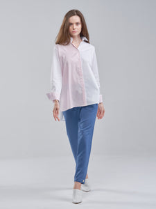 Two Toned Oversized Pink and White Shirt