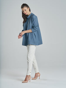 Denim Top with Elegant Gold Buttons
