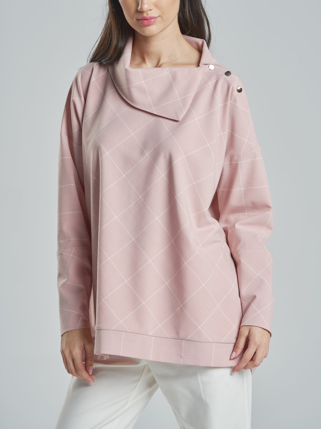 Pink Checkered with gold buttons