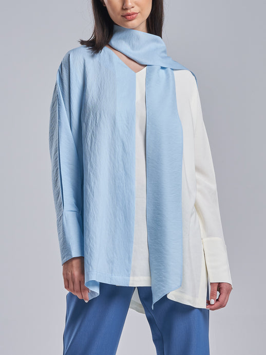 Two Toned Sky Blue & Off-White Top