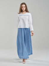 Washed Sky Blue Flowy Trousers