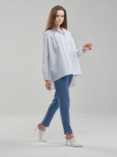 Oversized Sky Blue Shirt with Pink Contrast