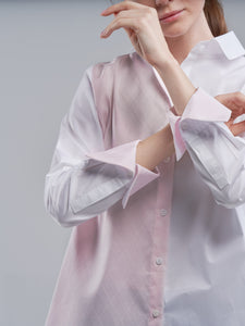 Two Toned Oversized Pink and White Shirt