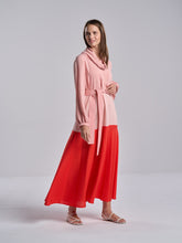 Tiered Pink and Red Dress with Belt