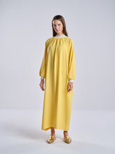 Oversized Yellow Ribbed Gathered Dress