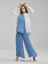 Washed Sky Blue Flowy Trousers
