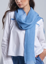 Washed Blue Scarf with Raw Edges
