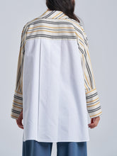 Oversized Striped Top with Crisp Pleated Back